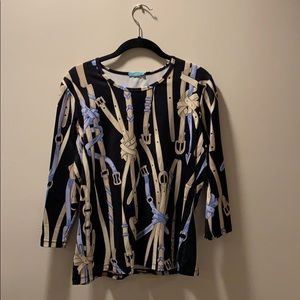 J. McLaughlin 3/4 sleeve nylon top. Size large.